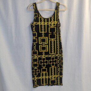Absolutely Love it! Size Medium Summer Dress Black and Yellow Chain Pattern